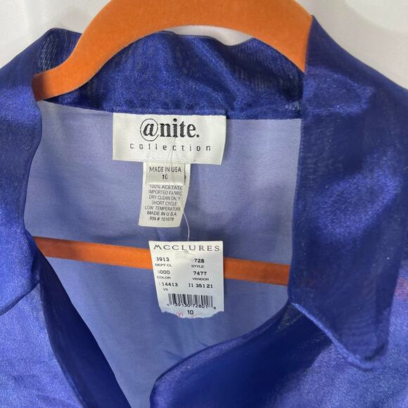 eNite Collection shirt blouse top women's 10 formal semi-formal blue purple - Picture 5 of 16